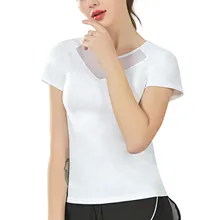 Женские рубашки для йоги с v-образным вырезом, сексуальный спортивный топ, стиль фитнеса, укороченный топ, Однотонная рубашка для бега, спортивная одежда для спортзала, майки, спортивная одежда, A25