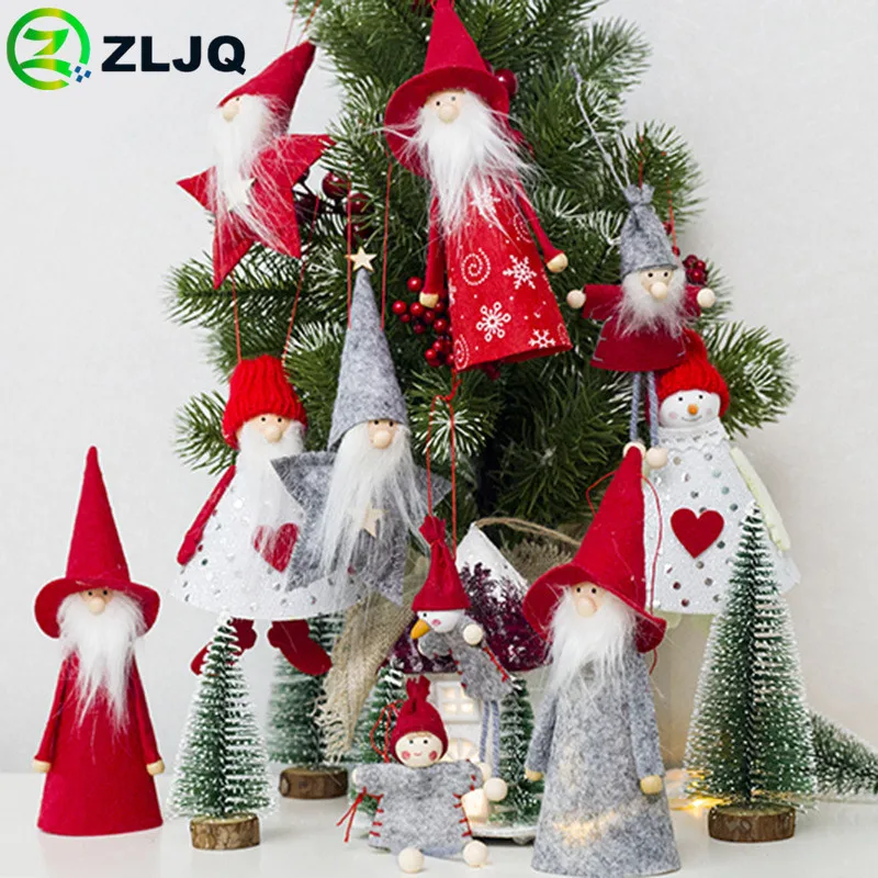 

ZLJQ Adorable Mini Jubilee Christmas Doll pendant With Beard Stars Christmas tree Ornaments Children's Gifts Xmas Home Decor7J