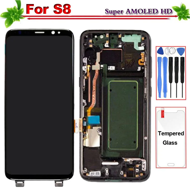 

Tested for Samsung Galaxy S8 G950 G950F LCD Display With Frame Touch Screen Digitizer Assembly Replacement Super Amoled for S8