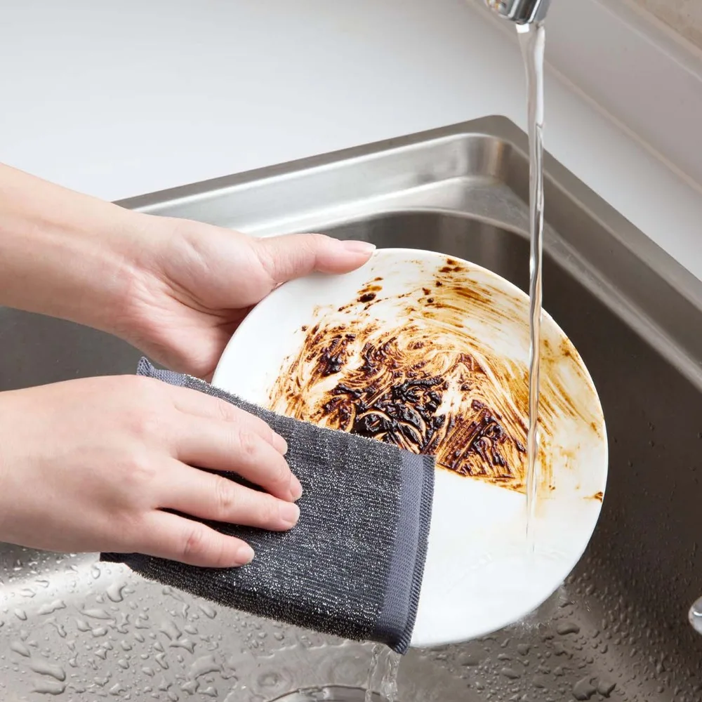 

OTHERHOUSE 2Pcs Kitchen Towel Magic Sponge Washing Dishes Sponge Rust Remover Wash Cloth Clean Rub Pot Kitchen Cloth