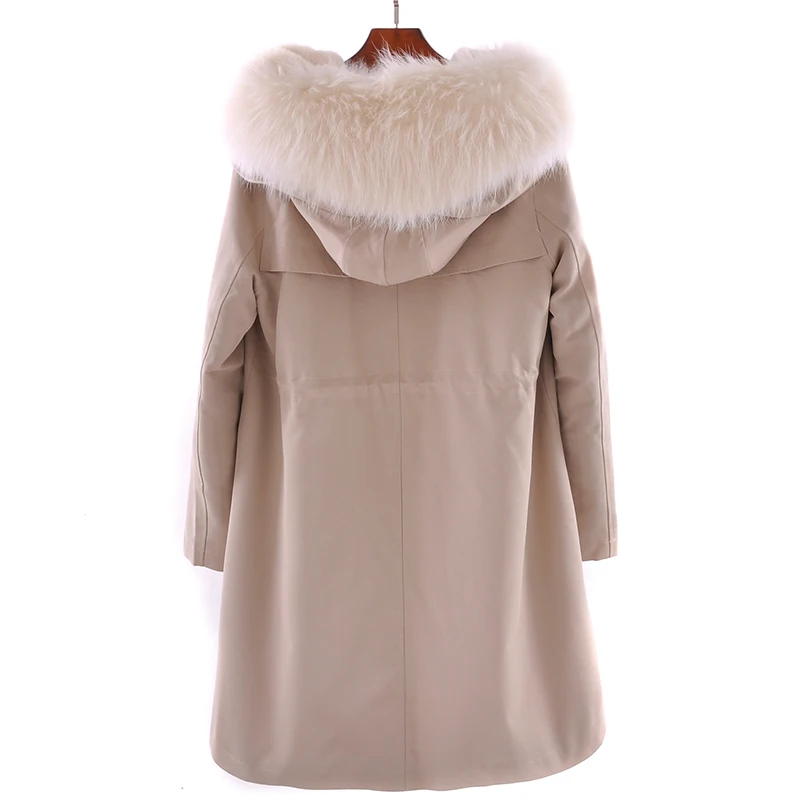 Excellent 2019 Fur Parka Real Rex Rabbit Fur Lining Removable With Big Raccoon Fur Hooded Long Sleeve 1