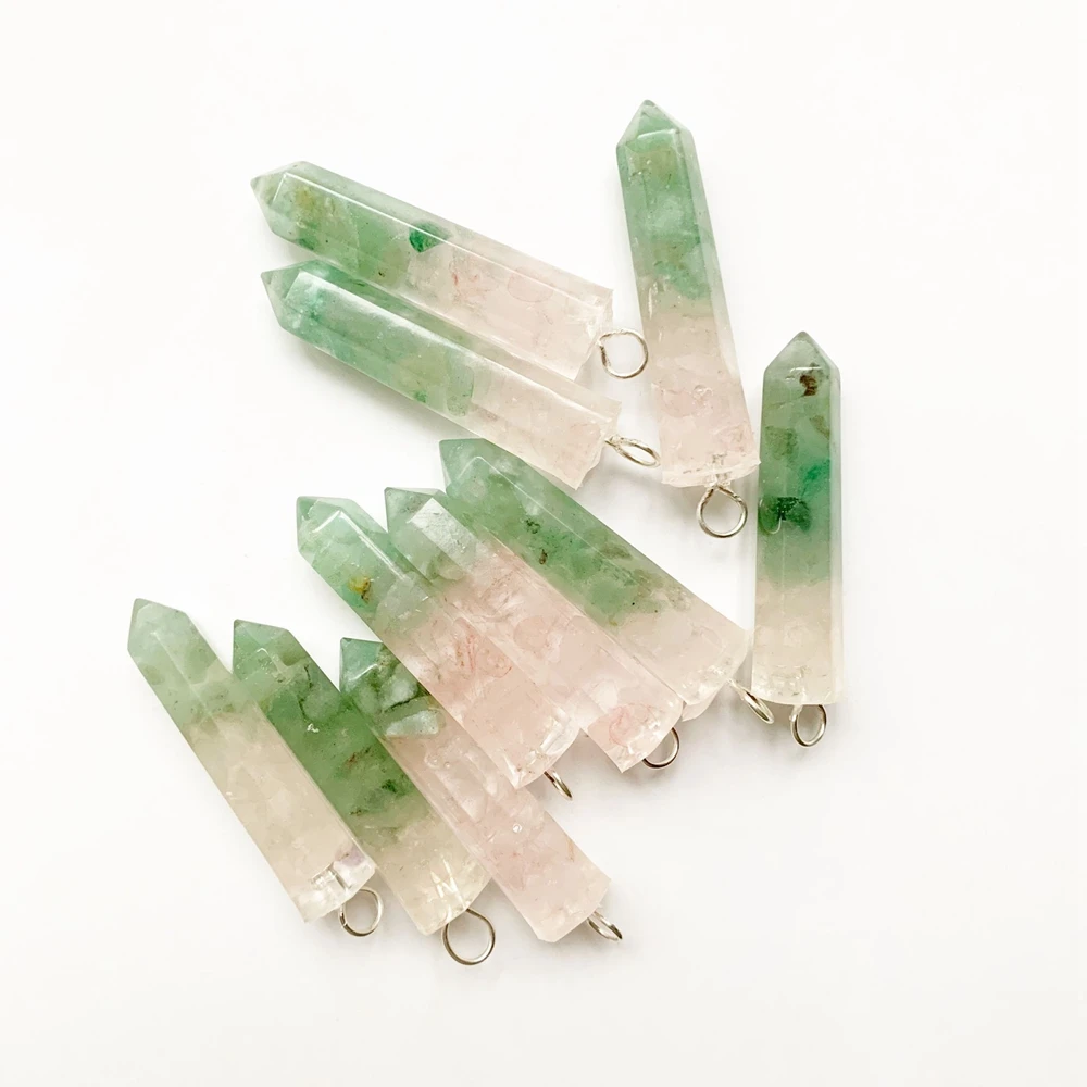 

Chakra Healing Pendant Green Stone Point Pendant Bullet Shape Resin Hexagonal Orgonite Pendant Necklace Diy Jewelry Originals