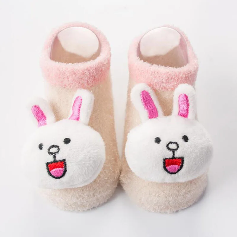 Новые рождественские носки для малышей кашемировые теплые нескользящие носки для малышей - Цвет: Long eared rabbit
