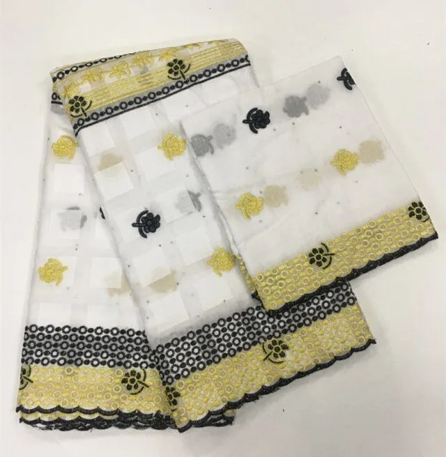 

African cotton Lace Fabric 2019 High Quality Embroidery with 2yards cotton scarf