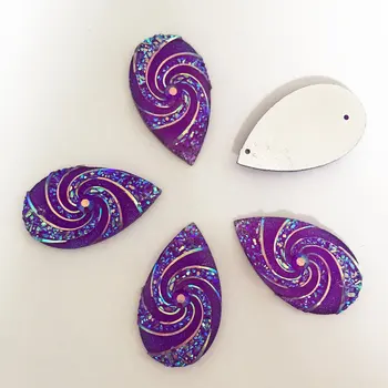 

20 pieces/lot AB Resin Drop whirlwind Flatback Rhinestone Wedding decoration 2 Hole D288