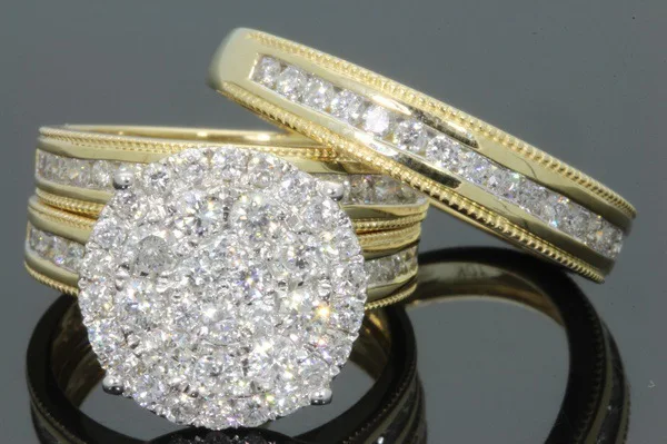 

Luxury Female White Bridal Wedding Ring Set Fashion Gold Filled Jewelry Promise CZ Stone Engagement Rings For Women