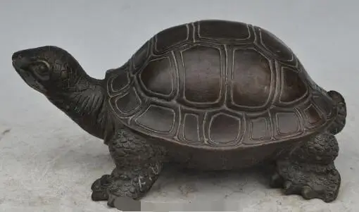 

S5420 9"Chinese Folk Bronze Feng shui Lucky Longevity tortoise Turtle Animal Statue