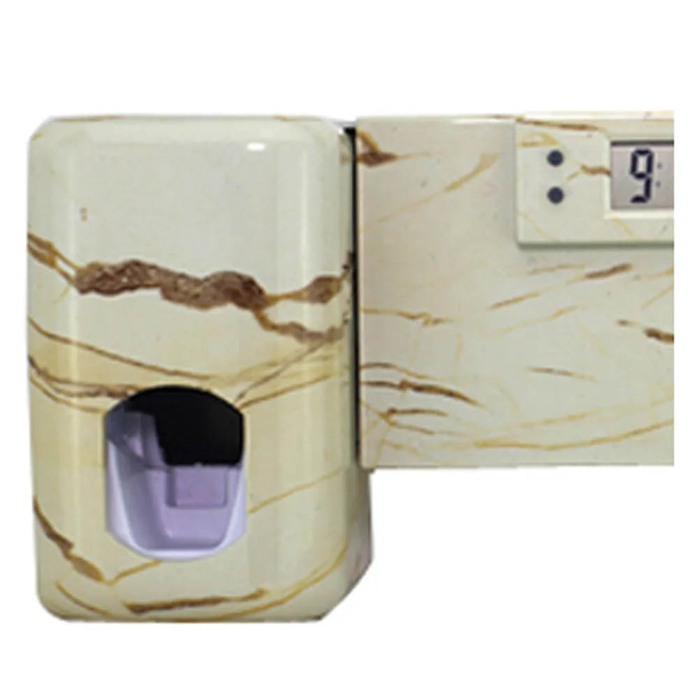 

PHFU Bathroom accessories Automatic Toothpaste Dispenser +Toothbrush Holder Set Wall Mount Rack Bath Oral-YJ1202