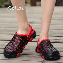 CeLai/ летняя прозрачная обувь; мужские пляжные сандалии; тапочки с отверстиями; мужские шлепанцы; светильник; Sandalias; Мужская Уличная Летняя обувь; Chanclas A-027