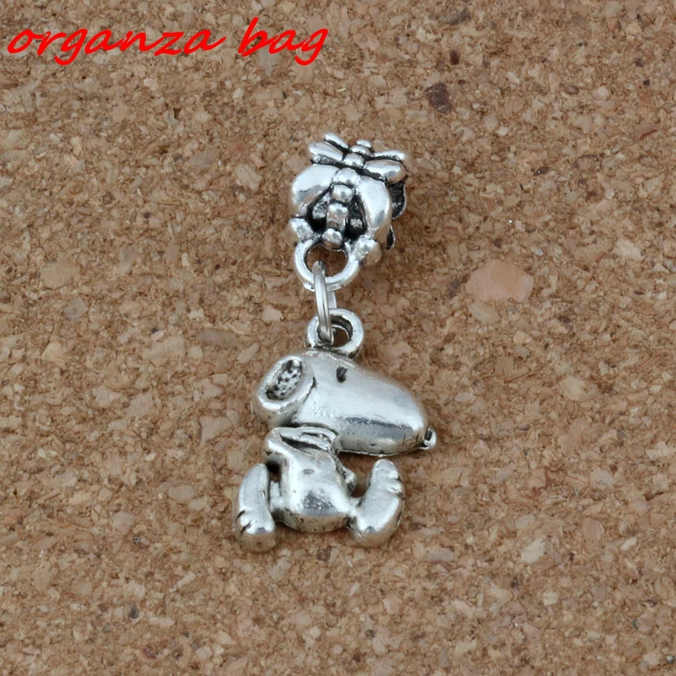 

MIC 100pcs/lot Antiqued Silver DOG Dangles Beads Fit European Charm Bracelet Jewelry DIY Metal D-215