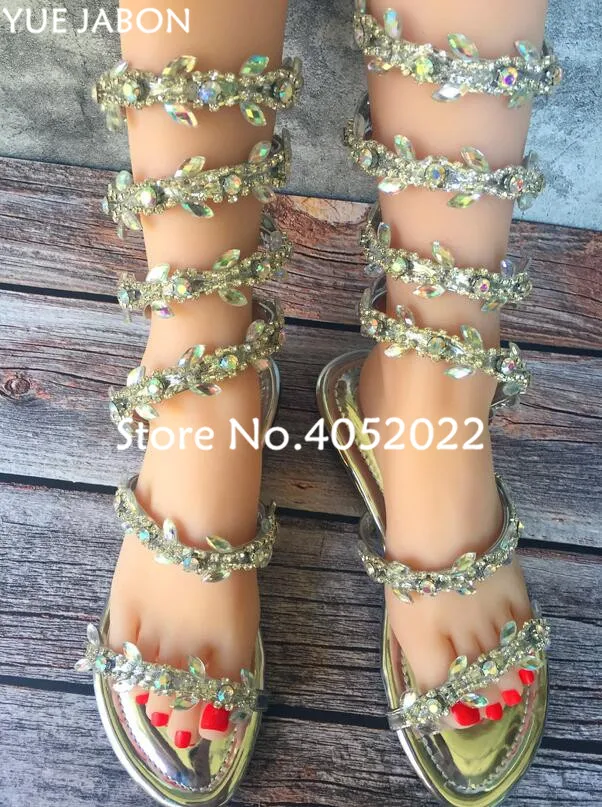 rhinestone snake sandals