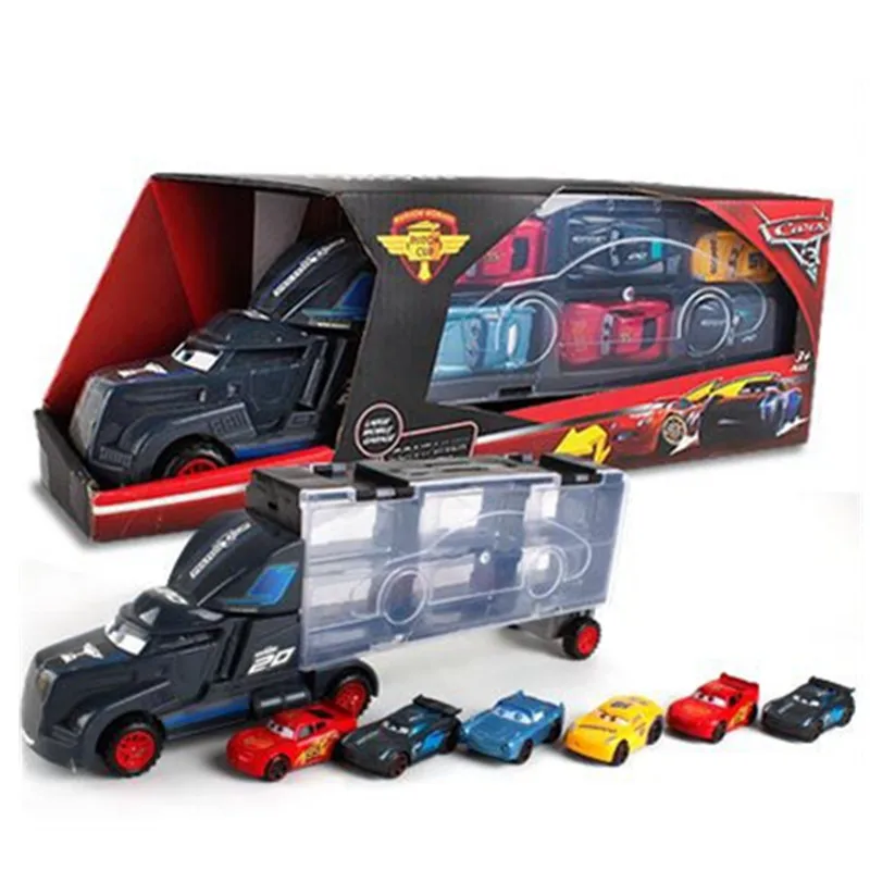 Goede Disney Diecast Metaallegering Pixar Cars 3 Metalen Truck Hauler Met 6 Kleine Auto  S Disney Cars 3 Jackson Storm Mcqueen speelgoed Voor Kinderen
