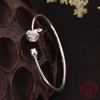 

2017 NEW 925 Sterling Silver Bracelets For Women Trendy Rose Flower Multi-layer Wrap Flower Bangle Wedding Fine Jewelry YB1