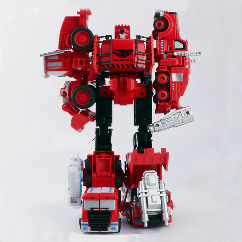 2 in 1 Red Transformation Engineering Car Toy Robots Alloy Machine