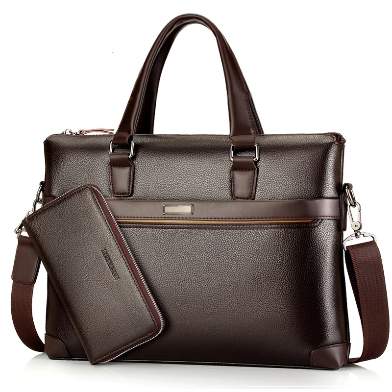 cheap Men #039;s Leather Briefcase Bag High Quality Crossbody Bags For Male Business Shoulder Bag With Money Bag Men Messenger Bags LSH394