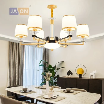 

led e14 Postmodern Iron Glass Crystal Gold Black Chandelier Lighting Lustre Suspension Luminaire Lampen For Foyer