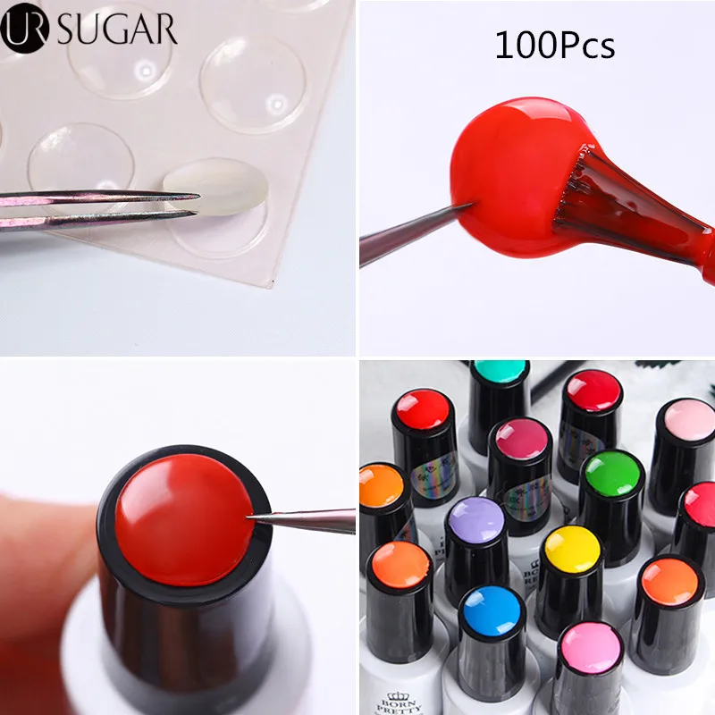 

UR SUGAR 100Pcs Label Sticker for Gel Polish Nail Art Adhesive Color Button Sticker How to Identify Your Nail Gel Polish Tool
