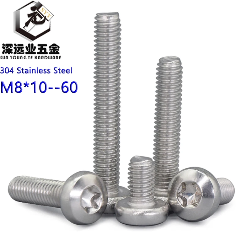 

Torx Pan Round Head Screws M8 DIN7985 304 Stainless Steel Pan Head Torx Machine Security Screw GB2672 Six-Lobe Anti-Theft Screws