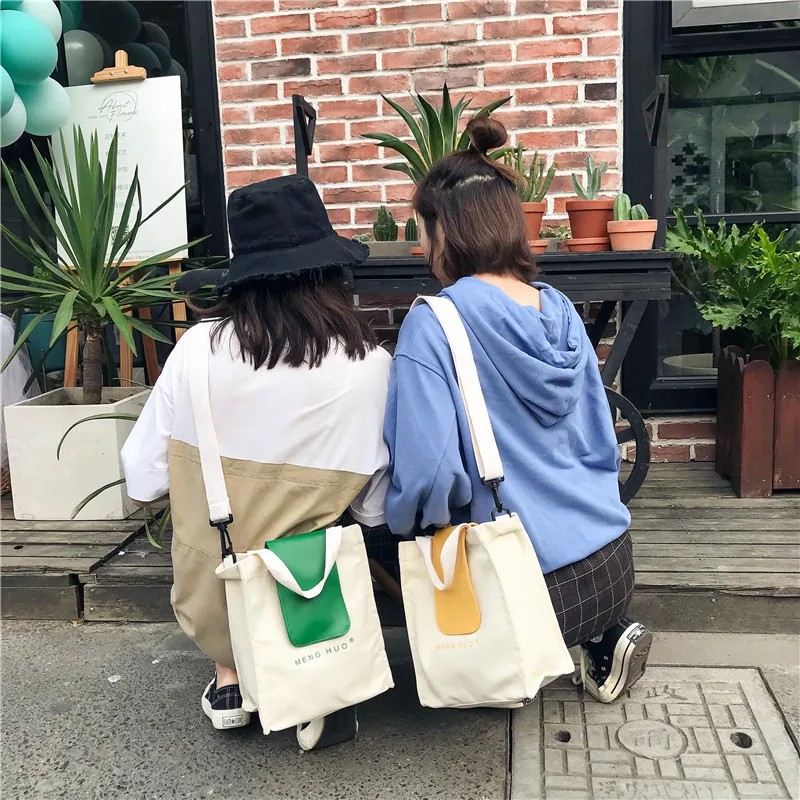 Menghuo Canvas Bag for Women 2018 Tote Ladies Casual Shoulder Bag Reusable Shopping Bags Beach Bag Female Cotton Cloth HandbagIMG_6276