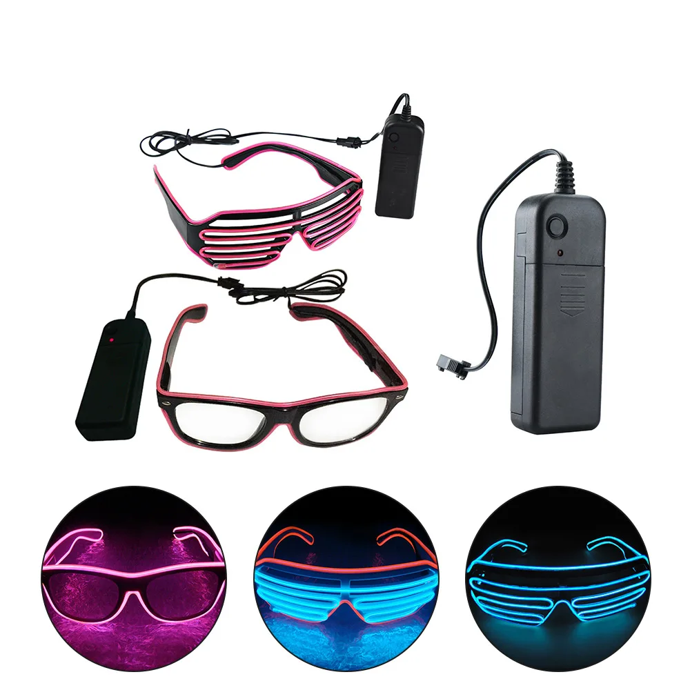 Neon LED Glasses EL Wire Light Up Shutter Glasses Fashionable W/Driver Decoration for Costume Party Halloween Christmas Gifts