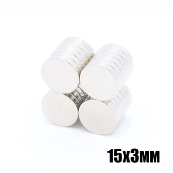 

50Pcs 15x3 mm Neodymium Magnet Permanent N35 15mm x 3mm NdFeB Super Strong Powerful Magnetic Magnets Small Round Disc