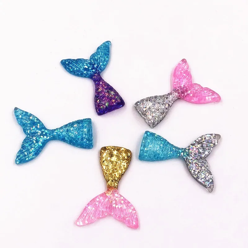 

Fashion 50Pcs Cute Mix Colors Mermaid Tail Flat Back Decor Resin DIY Embellishment Phone Case Charms Kids Gift
