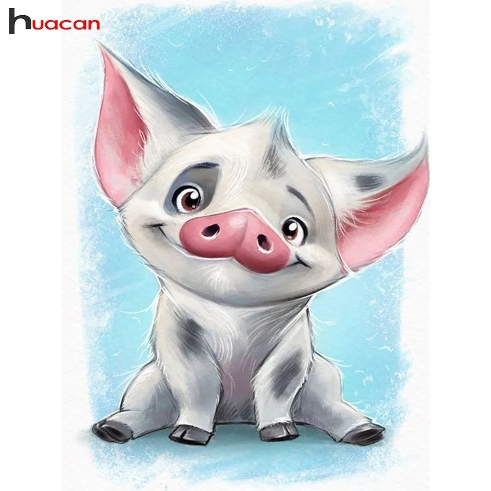 

HUACAN 5D DIY Diamond Painting Cartoon Pig Full Drill New Arrival Mosaic Cross Stitch Diamond Embroidery Decoration Home