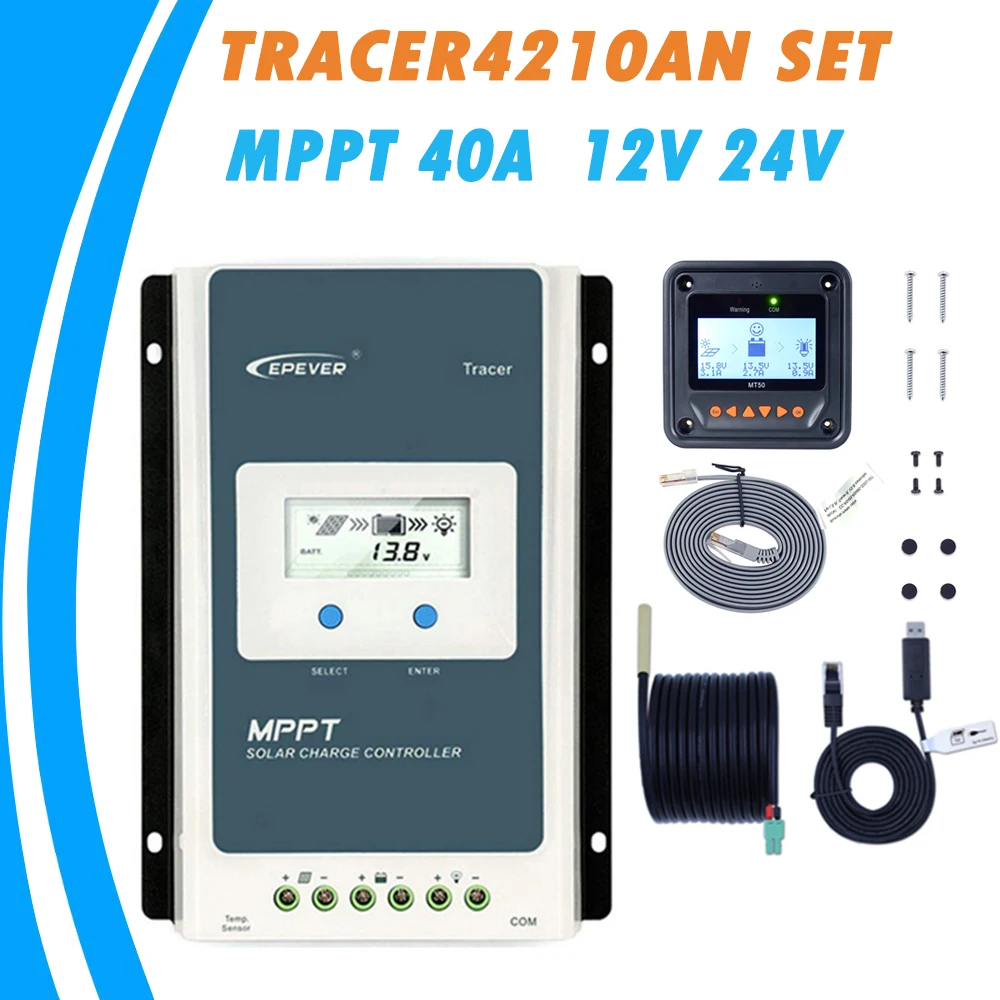 4210AN MPPT 40A контроллер солнечного зарядного устройства LCD 12V 24V Auto EPEVER Tracer4210AN Regulador