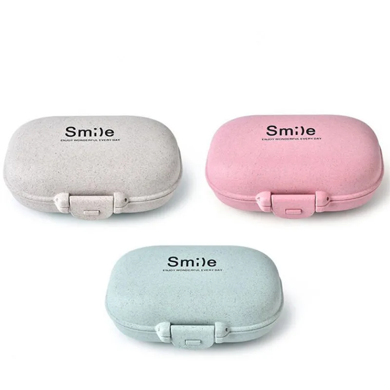 

Small Pill Box Tablet Splitters Medicine Dispenser Sealed Container Wheat Straw Safety Portable Pill Boxs Mini Pillbox Container