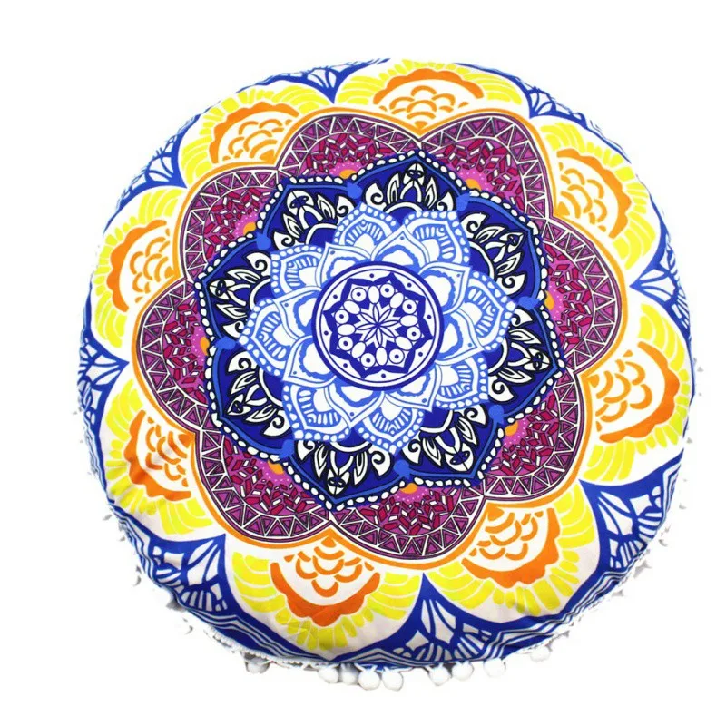 

Lovely Mandala Pillowcase Round Indian Mandala Pattern Pillowcase Light Color Floral Print Casual Tribe Pillow Case