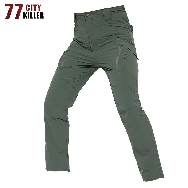 77 город убийца тактические быстросохнущие брюки IX9 летние легкие мульти-карманные карго длинные брюки SWAT Военные боевые брюки - Цвет: Green