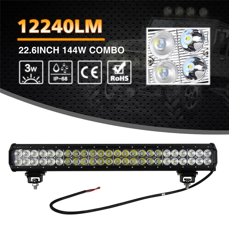 

1pc 22inch 144W 6000K Car LED Work Light Bar Combo Flood Spot Beam DRL For Jeep Offroad Driving Lamp SUV