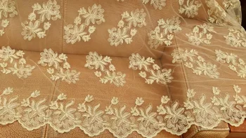 

Gorgous Gold Lace Fabric for Wedding Veil/Gown Lace Ribbon Trim, High Quality African French Cord Lace Fabric