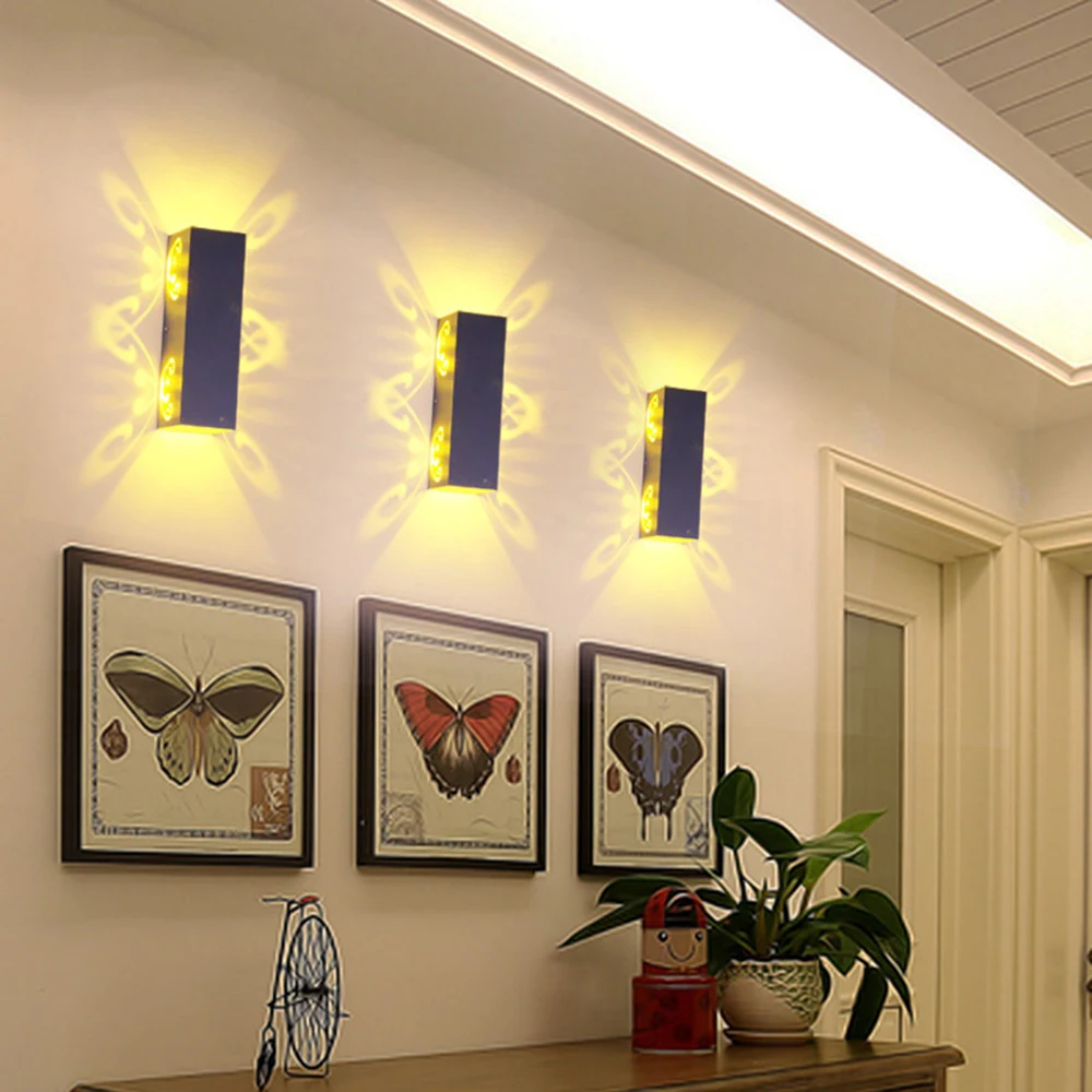  2W 6W Led Wall Lamp Sconce lights Double batteryfly Aluminum fixture Up and down modern AC85-265V f - 32807408865