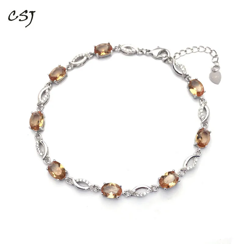 

CSJ Zultanite Bracelet Sterling 925 Silver Oval Cut Created Sultanite Color Chance Fine Jewelry Women Wedding Party Gift