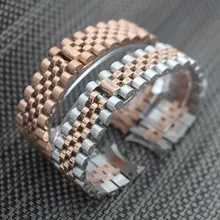 Watchband 20mm Stainless Steel Metal Watch Band Strap Bracelet Black Rose Gold