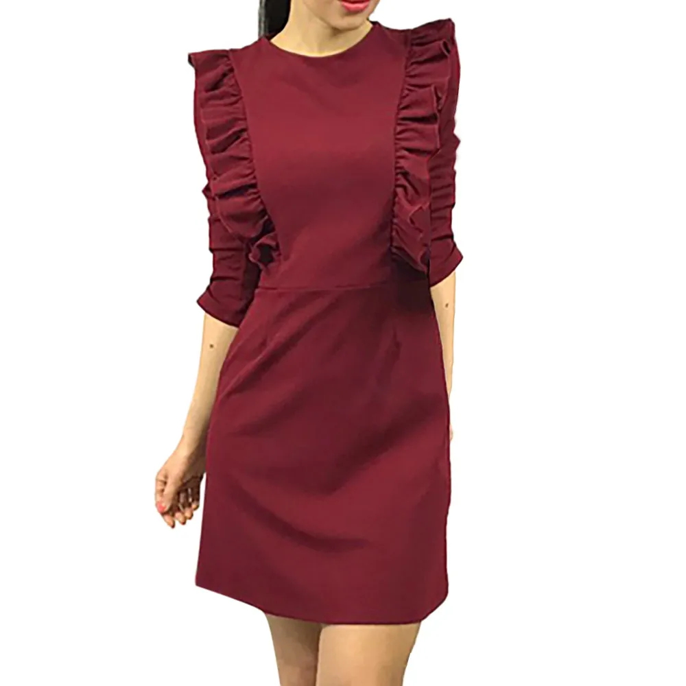 Vestidos verano 2018 женское летнее платье с рукавом три четверти повседневное цельное
