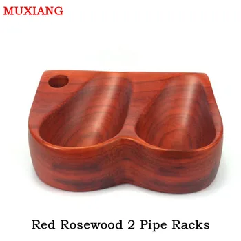 

MUXIANG Good Quality High-class Smoking Pipe Accessories Red Rosewood 2 Pipe Racks Factory Direct Sale Cheap Price fa0052