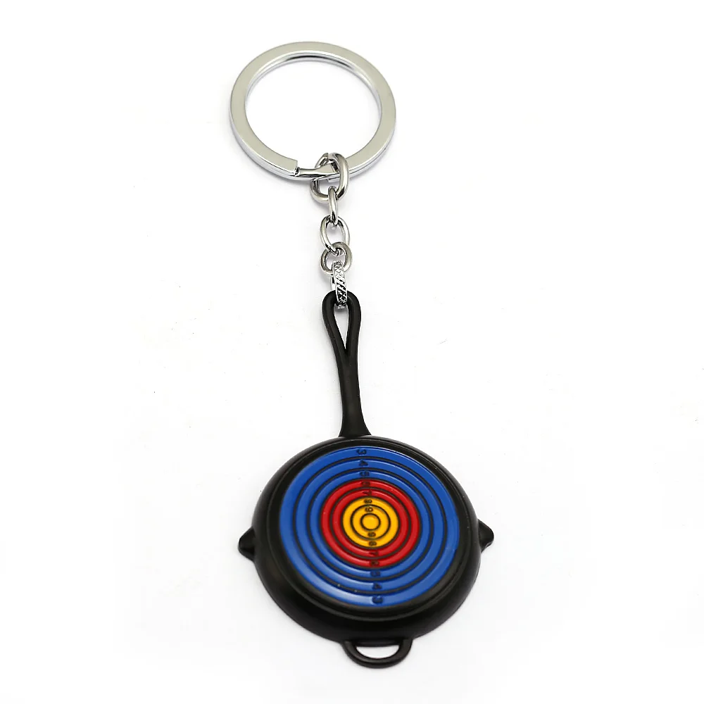 

Game Jewelry New Colorful Fry Pan Pendants Keychains Battleground Playerunknown's PUBG Chaveiro Llavero Accessory 8 cm