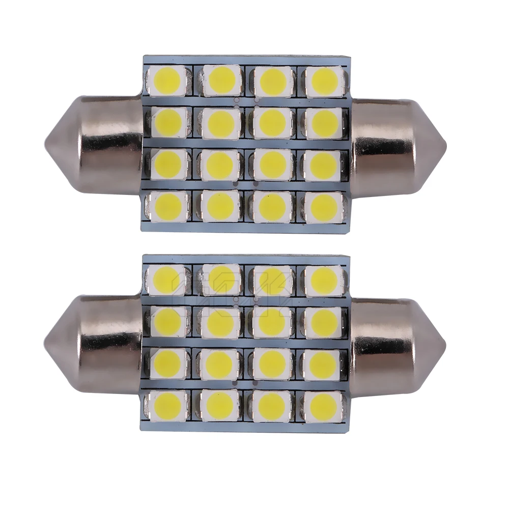50 шт./лот Светодиодная лампа для внутреннего освещения Festoon 16SMD Led 1210 3528 c5w 36 мм 39 41 31