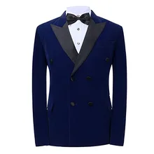 Мужской костюм синий бархатный костюм воротник двубортный пиджак на заказ размер мужские свадебные платья официальный деловой костюм пальто