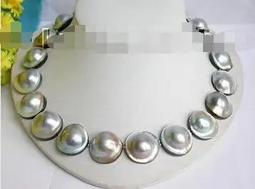 

Free Shipping>> new hot 22MM 100% NATURAL GRAY SOUTH SEA NABE PEARL NECKLACE j5046