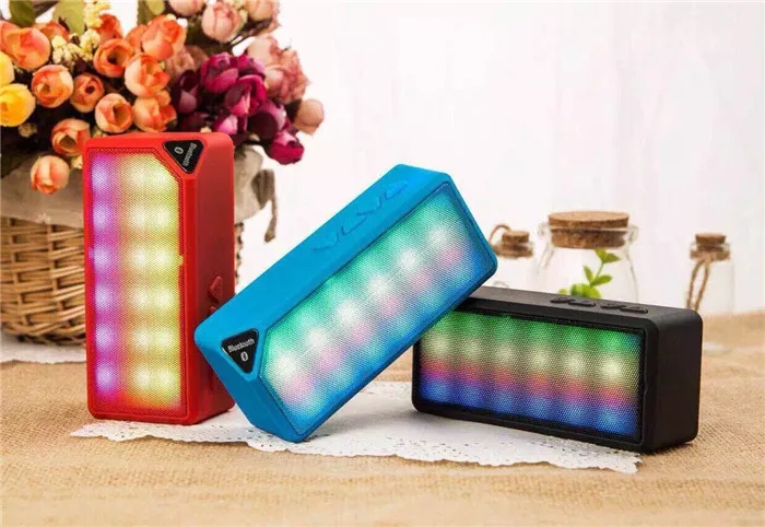 

DHL 50PCS Mini Colorful LED Light Wireless Bluetooth Speaker X3S with Built-in Microphone Support FM Radio for Smartphone