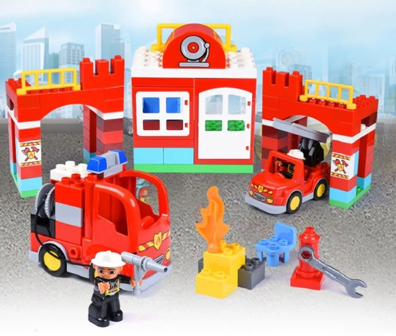 

109pcs 3+ years Big Building Blocks firefighters series Fire engine Enlightenment toys for children Building Blocks gift Toys