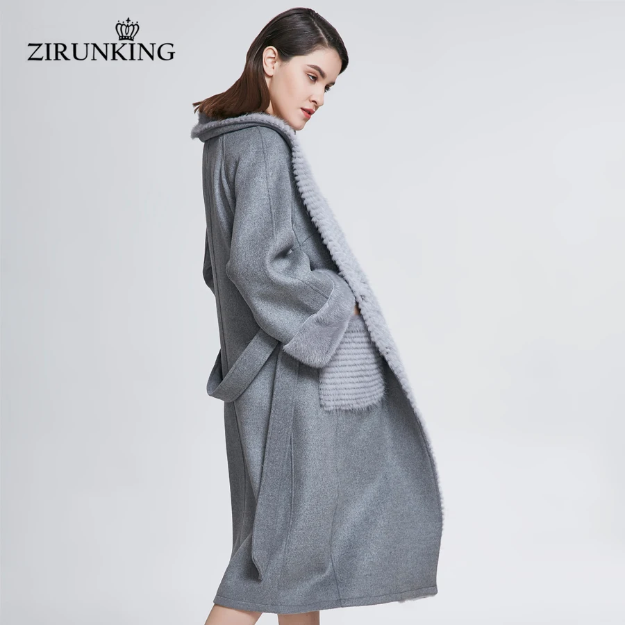 

Женское длинное пальто ZIRUNKING, из натурального меха норки, ZC1813, 100%