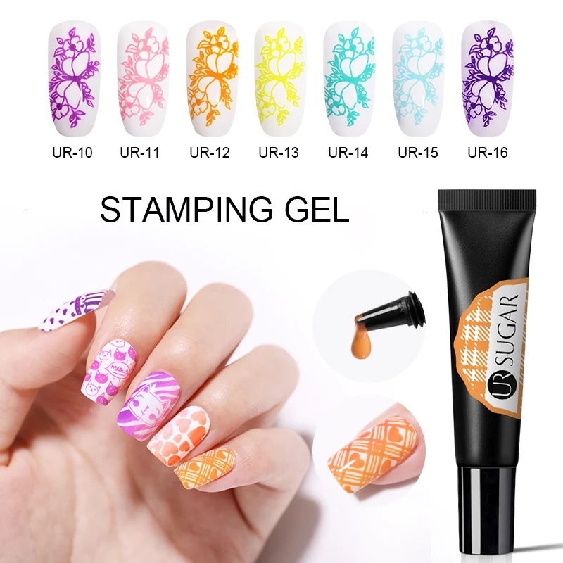 

UR SUGAR 8ml Colorful Nail Stamping Gel Polish Summer Glitter Stamp Painting Gel Soak Off UV Gel Varnish for Nail Art Template
