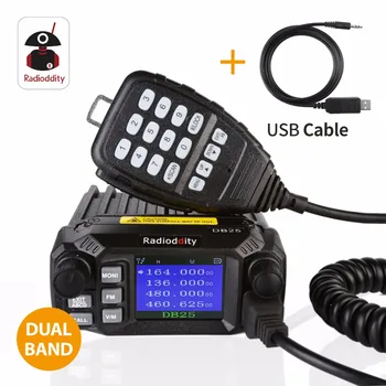 

Radioddity DB25 Dual Band Quad-standby Mini Mobile Car Truck Radio VHF UHF 144/440 MHz 25W/10W Car Transceiver rogramming Cable
