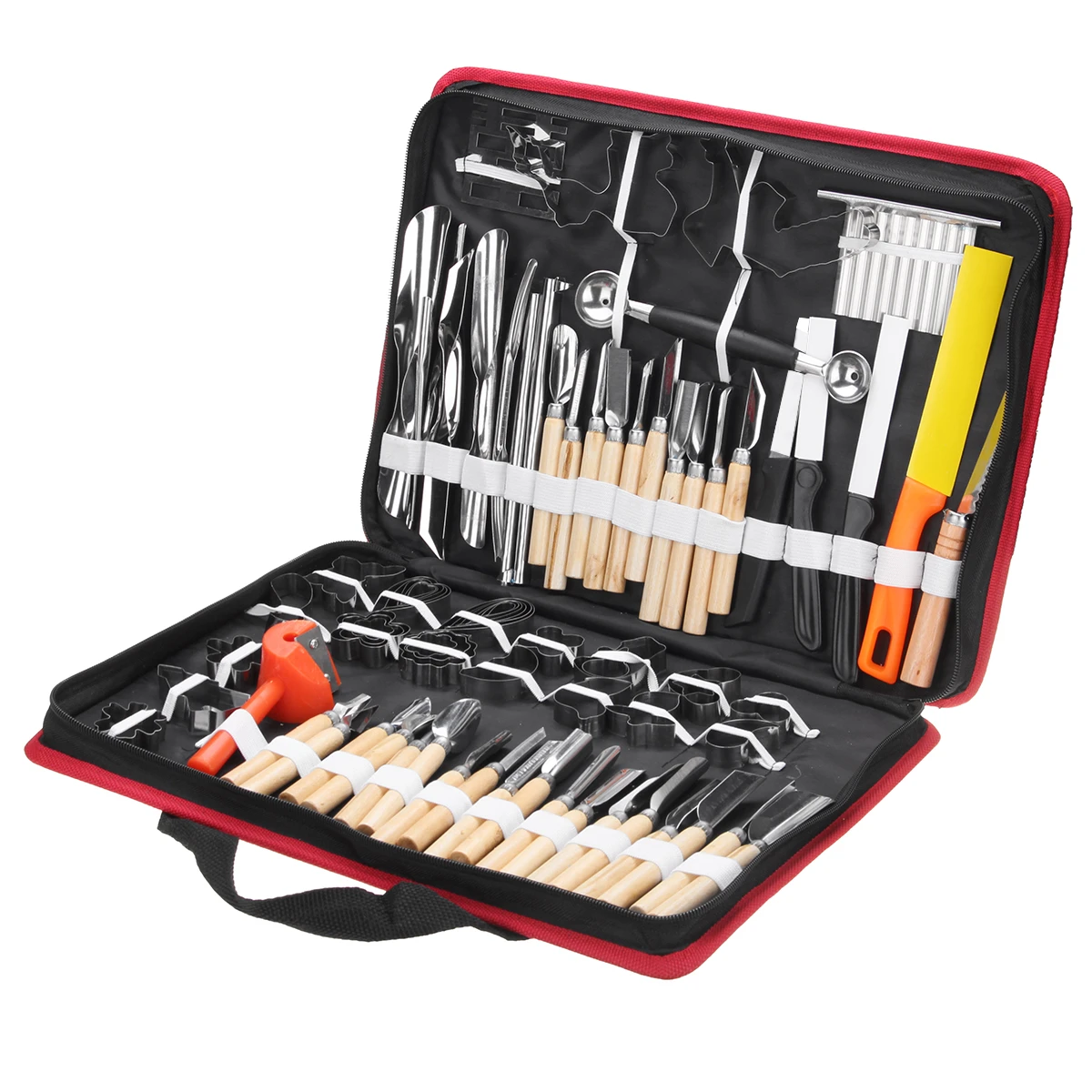 80PCS/Set Kitchen Carving Tool Kit Set with Portable Storage Bag Bakeware Vegetables Food Fruits Cooking Decorating Tools Gadget