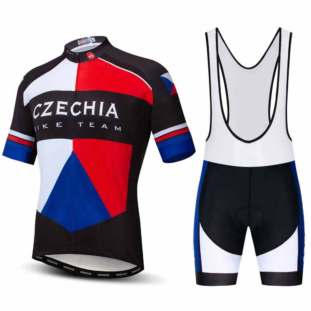 

2019 Weimostar Czech Republic Bike Jersey Set Men's cycling jersey bib shorts MTB tops Mountian Road Bicycle suit Ropa Ciclismo