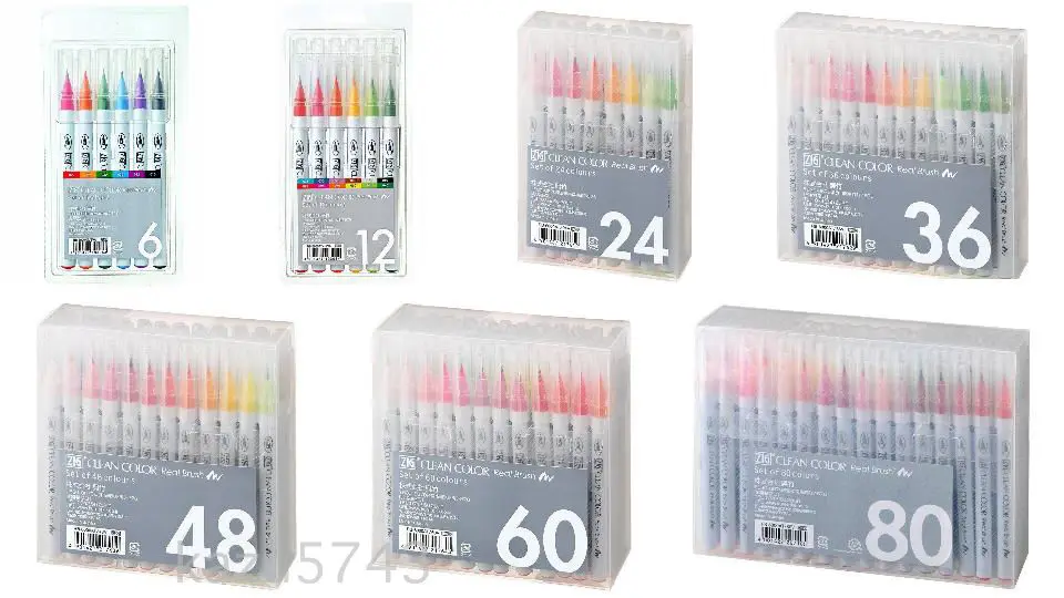 

Kuretake ZIG Clean Color Real Brush Pen Set RB-6000AT 4VA 4VB 4VC 4VD 12VA 24V 36V 48V 60V 90V